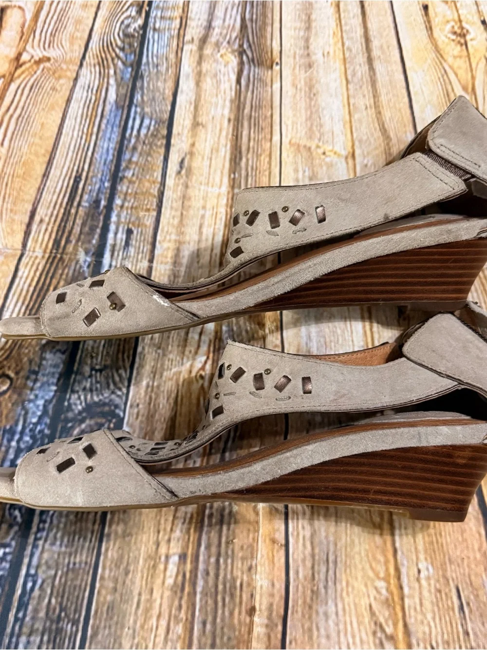 Clarks Artisan Thimble Clover Stone Wedge Sandals Womens Size 6.5
